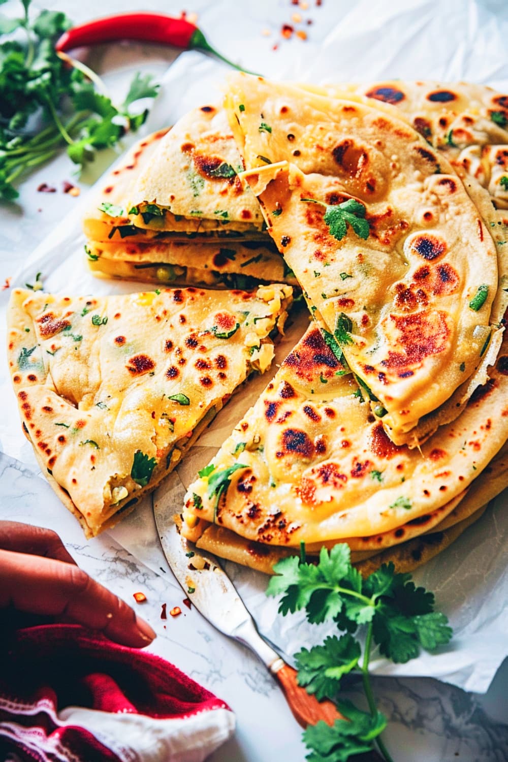 Spiced Potato and Pea Stuffed Paratha