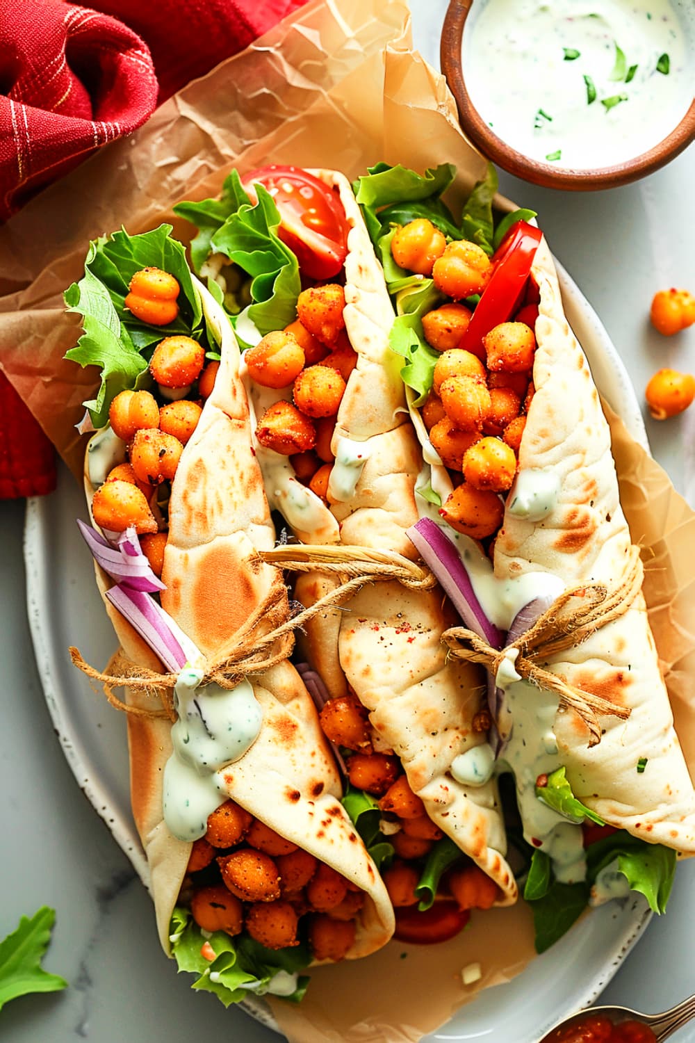 Spicy Buffalo Chickpea Wraps