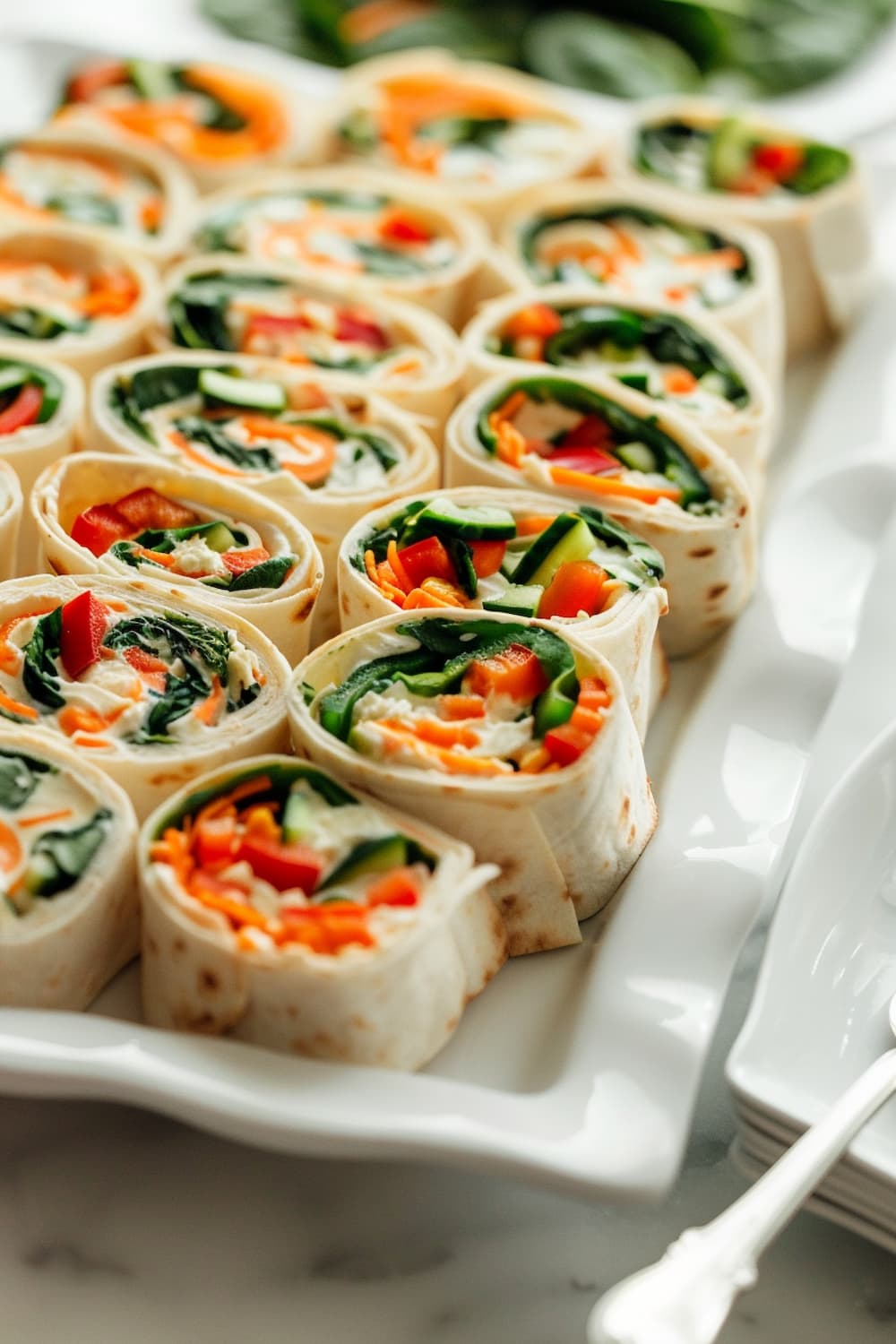 Veggie Pinwheels with Cream Cheese