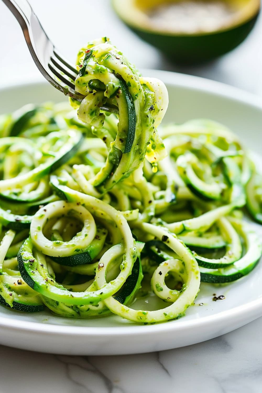 Zucchini Noodles with Creamy Avocado Pesto