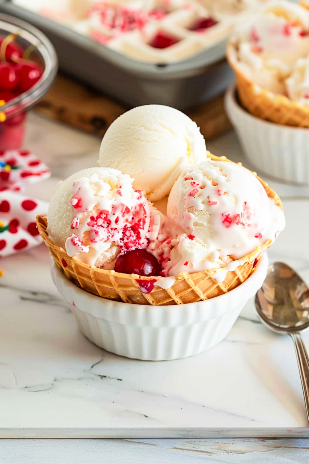 No-Churn Cherry Swirl Ice Cream