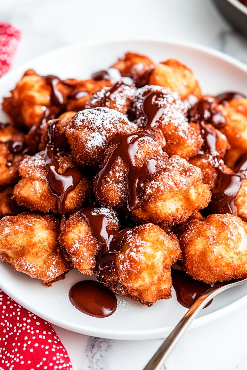 Apple Fritters recipe with chocolate syrup