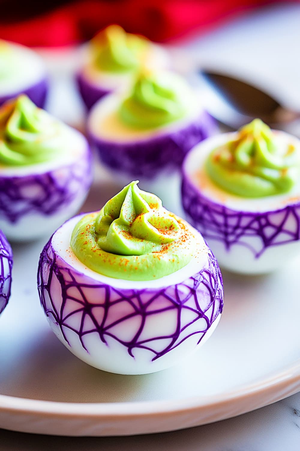 Halloween Purple Green Deviled Eggs