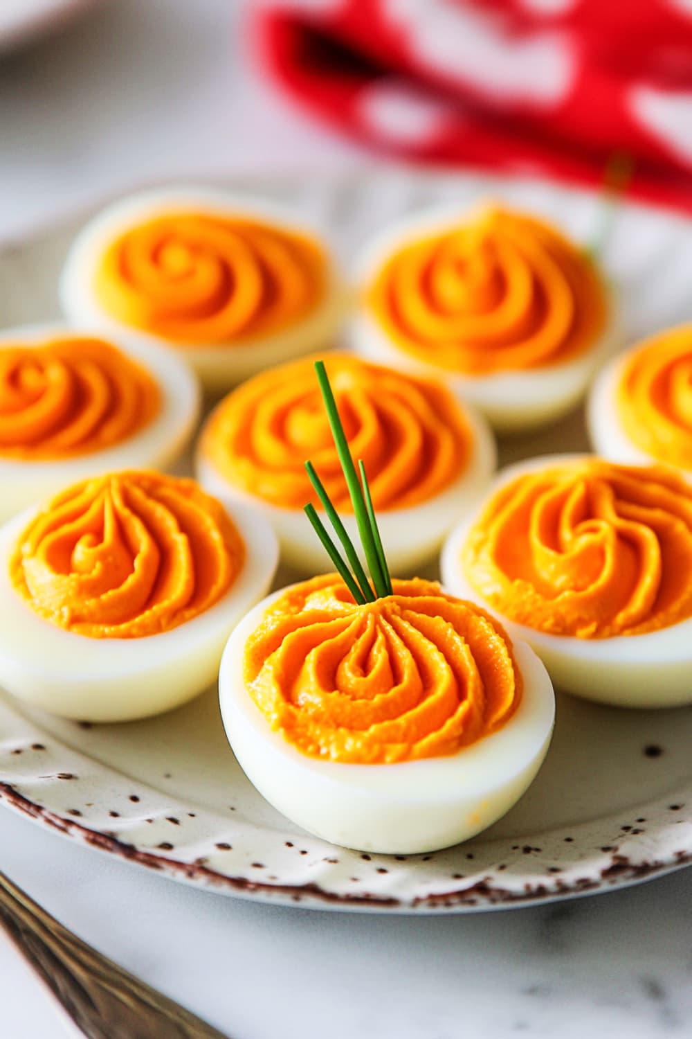 Simple Pumpkin Deviled Eggs