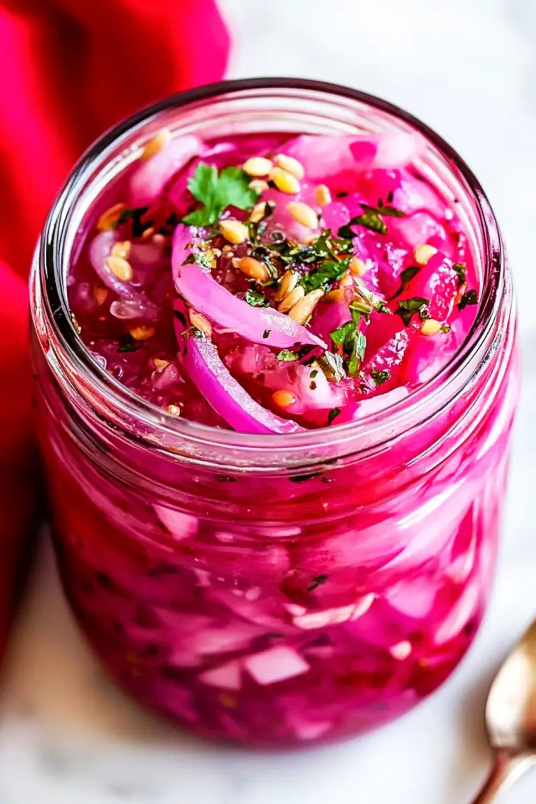 pickled red onion in a jar