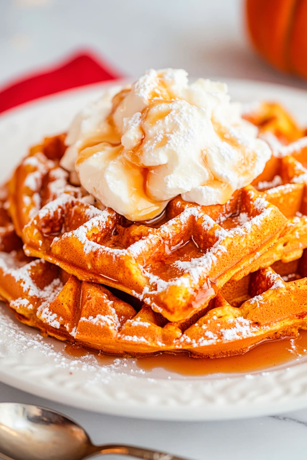 pumpkin waffles with marshmellows