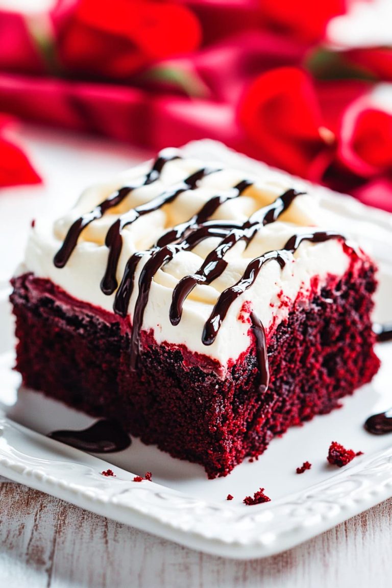 Red Velvet Brownie Poke Cake