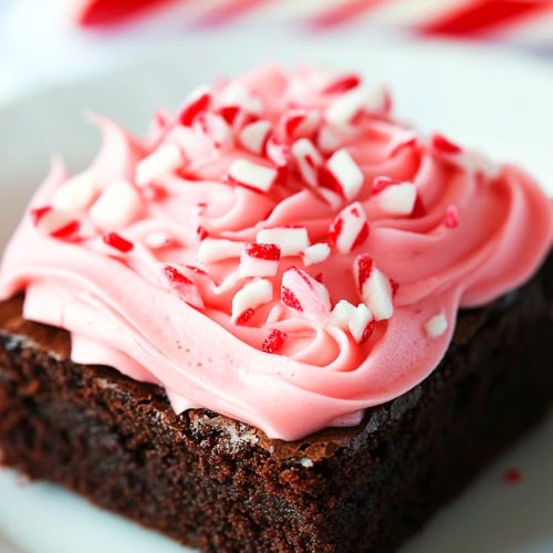 Peppermint Brownies with Candy Cane