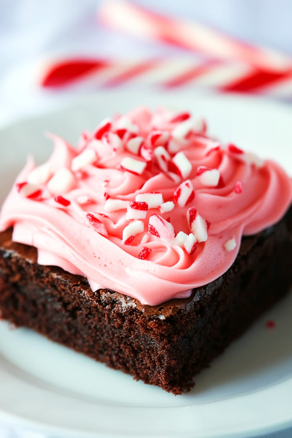 Peppermint Brownies with Candy Cane