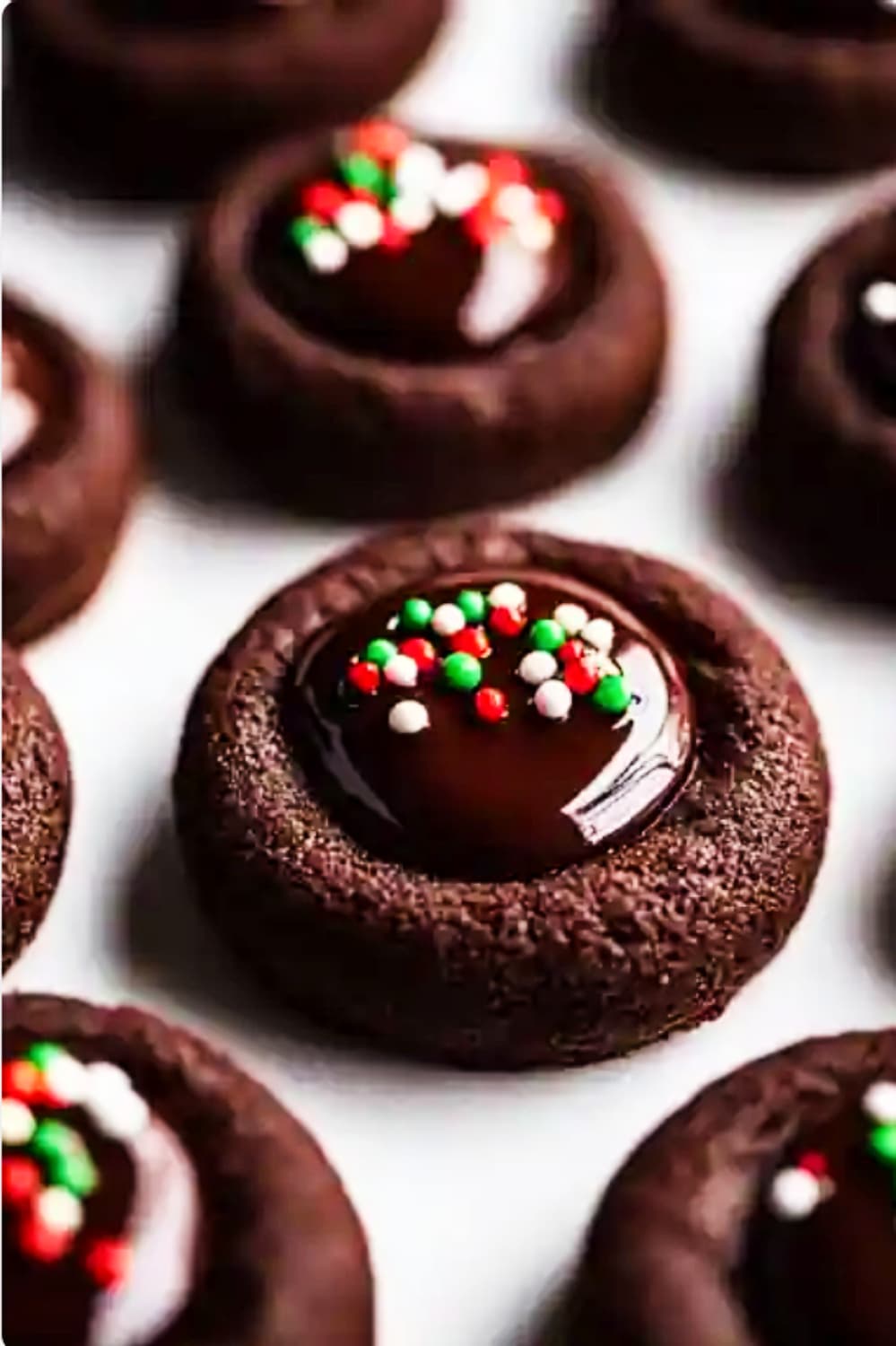 Dark chocolate thumbprint cookies