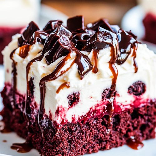 Red Velvet Brownie Poke Cake