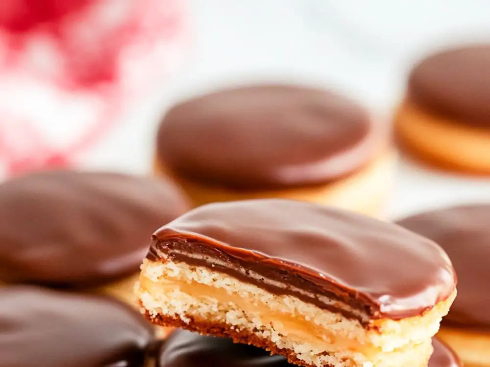 Twix-inspired chocolate coated cookies