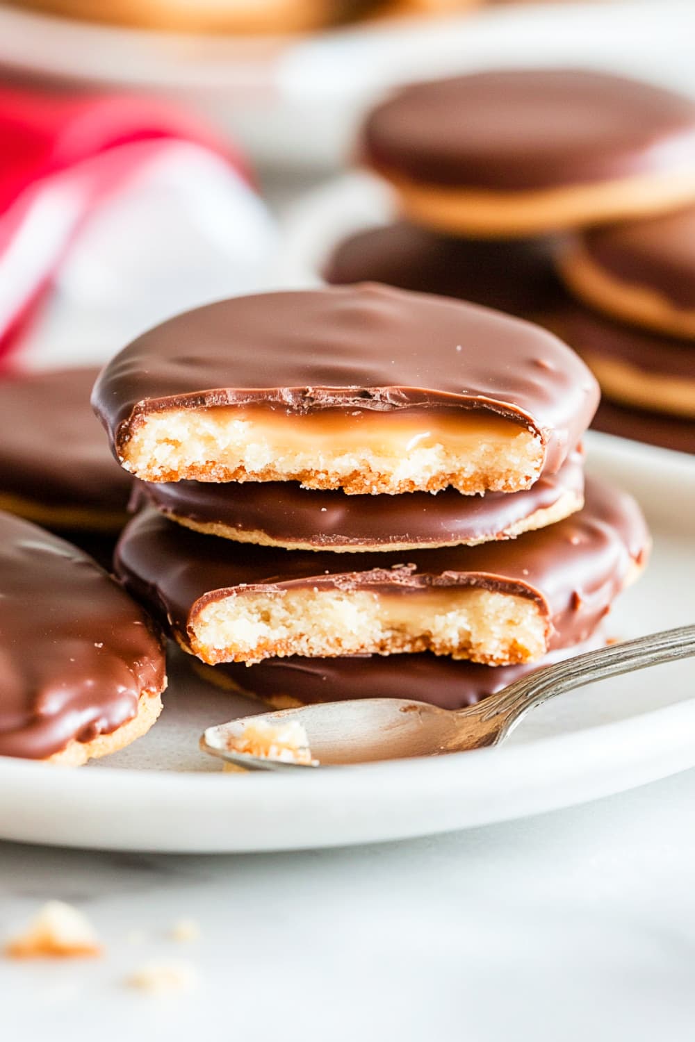 Twix-inspired chocolate coated cookies