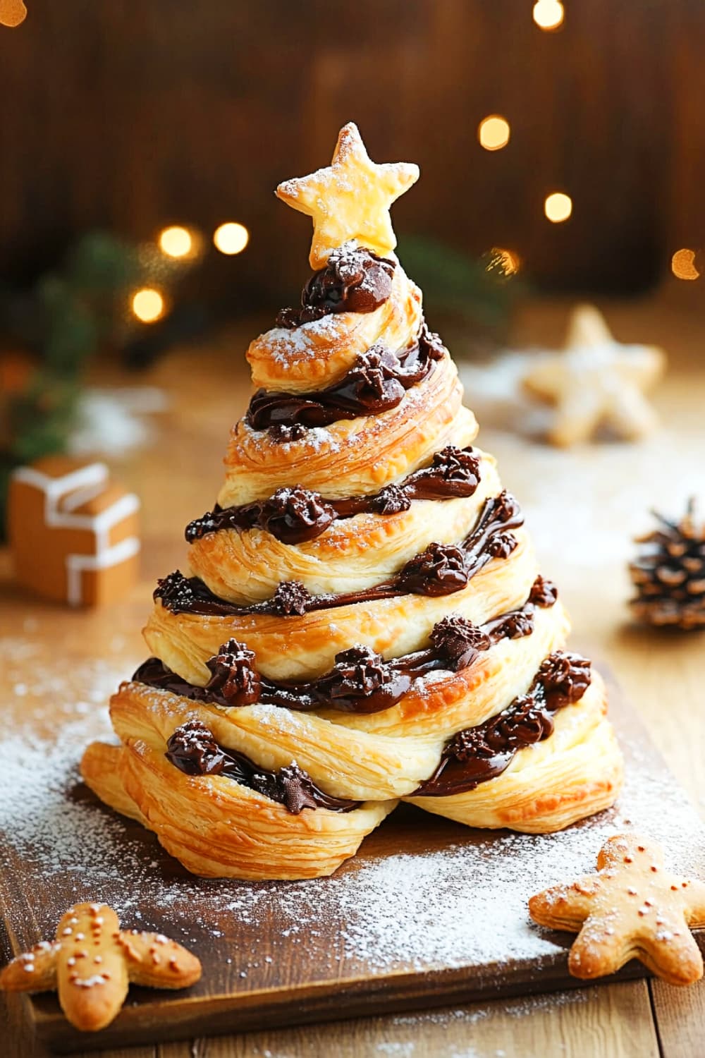 Nutella-Filled Puff Pastry Christmas Tree Recipe vertical 