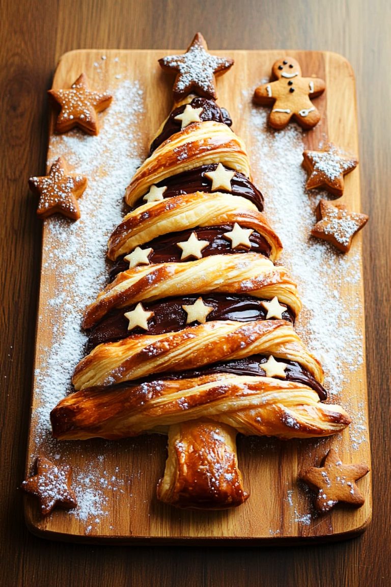 Nutella-Filled Puff Pastry Christmas Tree Recipe