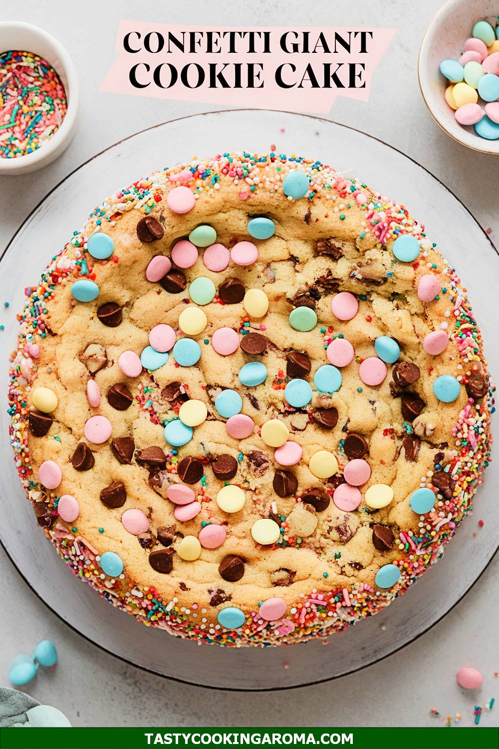 Giant Pastel Confetti Monster Cookie Cake