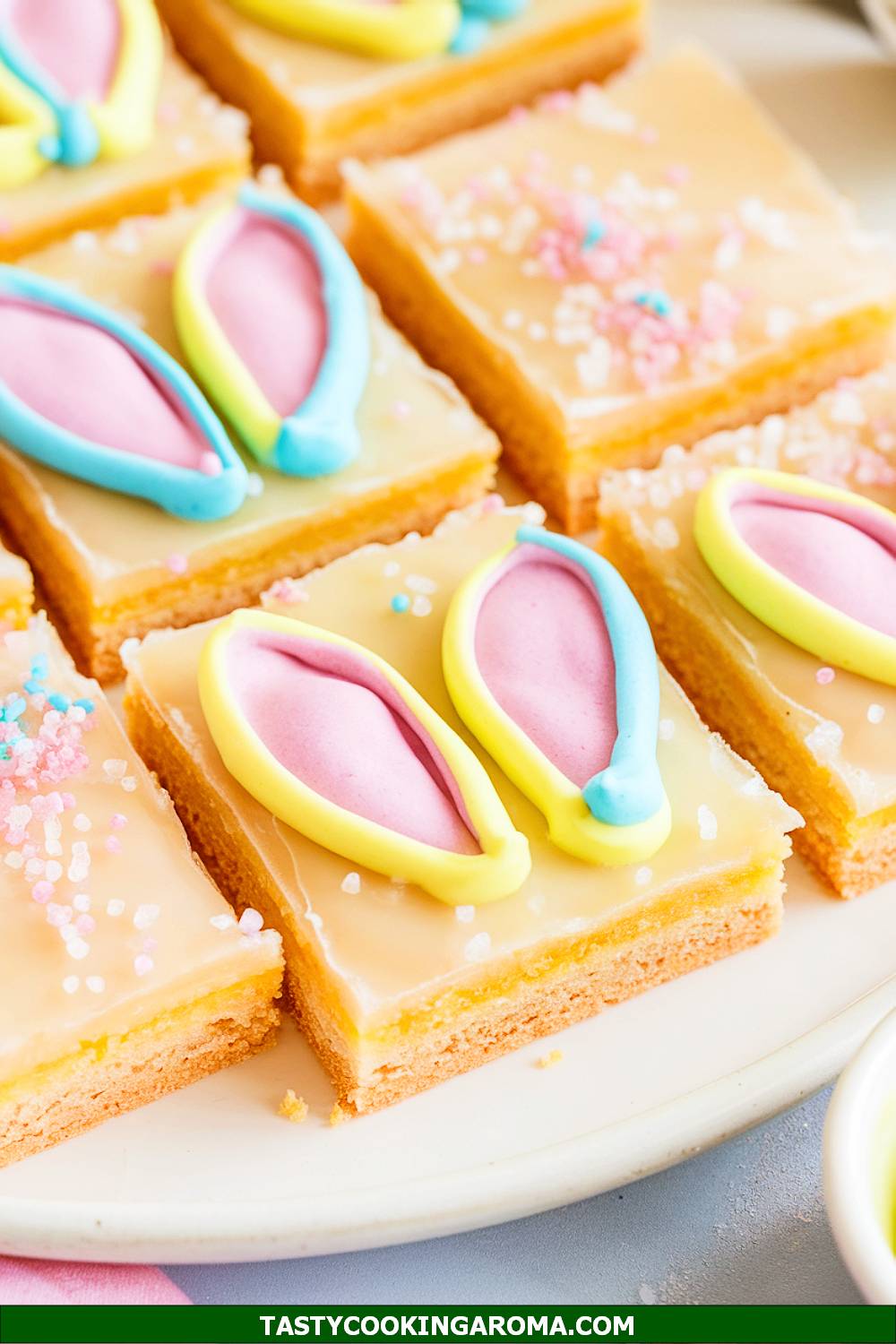 Lemon Glazed Bunny Ear Cookie Bars