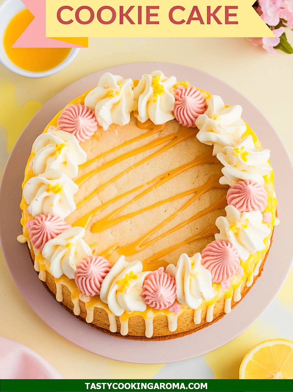 Lemon Drizzle Spring Blossoms Cookie Cake