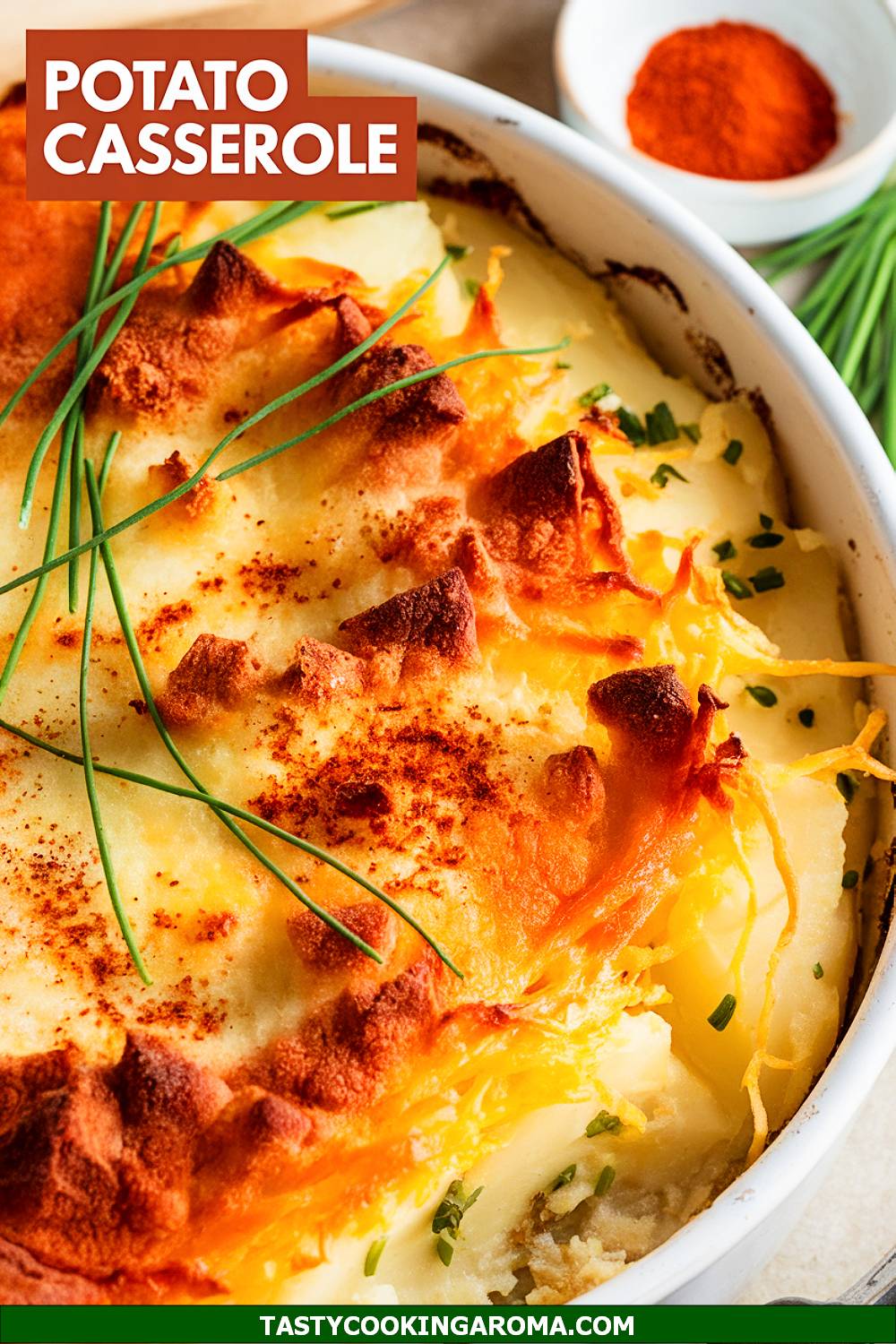 Creamy Potato Casserole with Chives and Smoked Paprika Dust