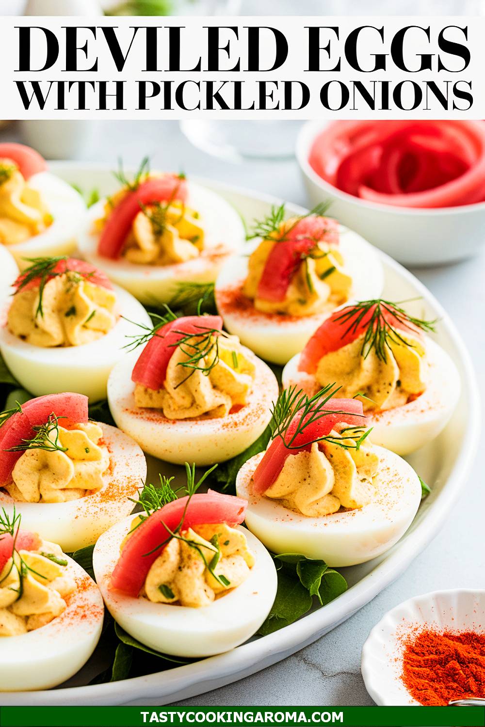 Herb-Infused Deviled Eggs with Pickled Red Onions