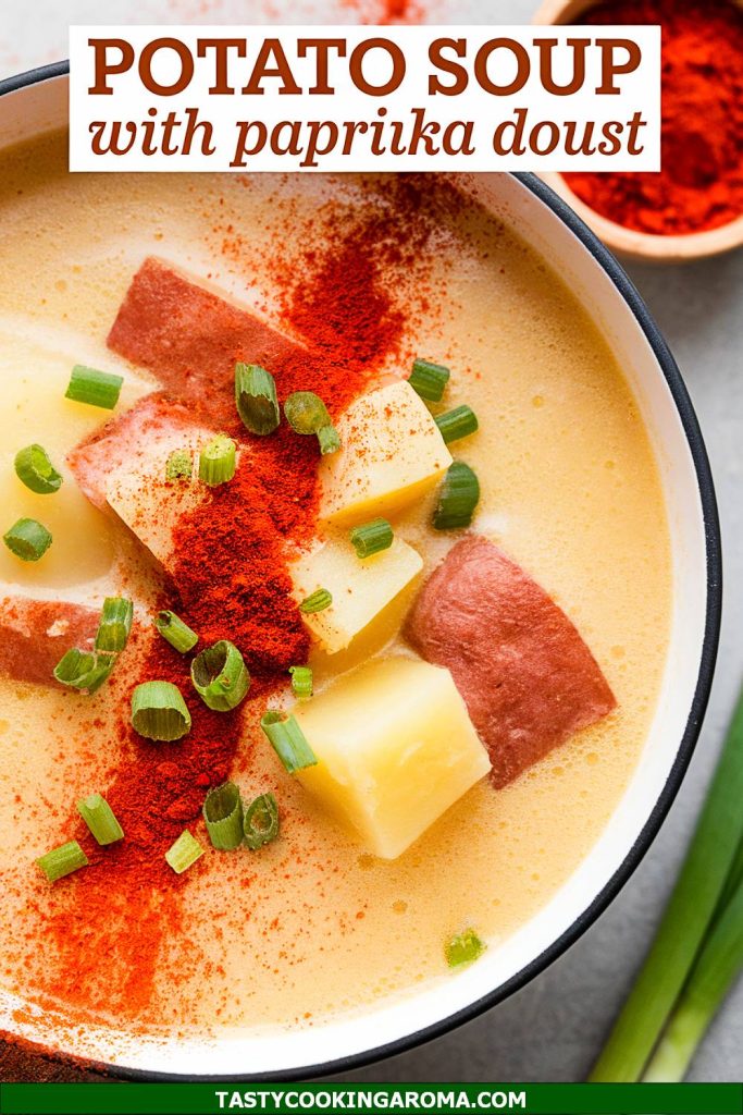 Vegetarian Loaded Baked Potato Soup with Smoked Paprika Dust