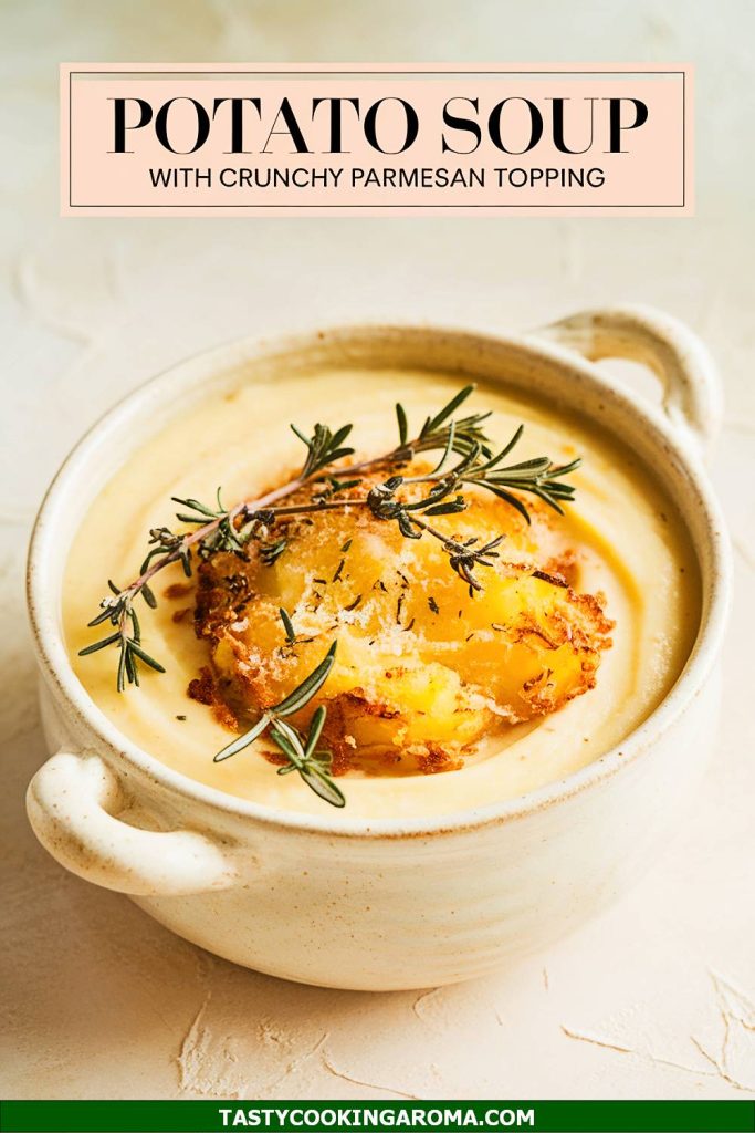 Rustic Herb-Infused Potato Soup with Crunchy Parmesan Topping