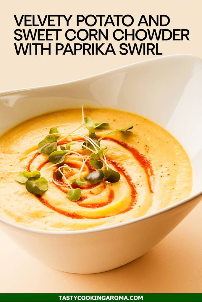 Velvety Potato and Sweet Corn Chowder with Paprika Swirl