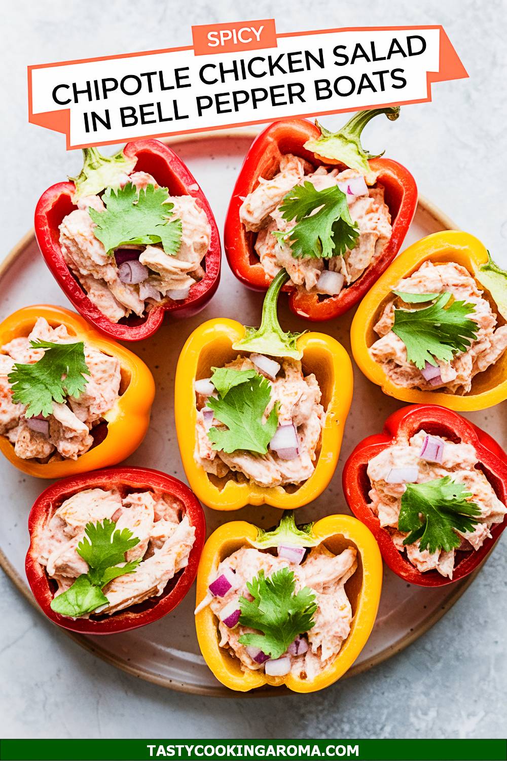 Spicy Chipotle Southwest Chicken Salad in Bell Pepper Boats