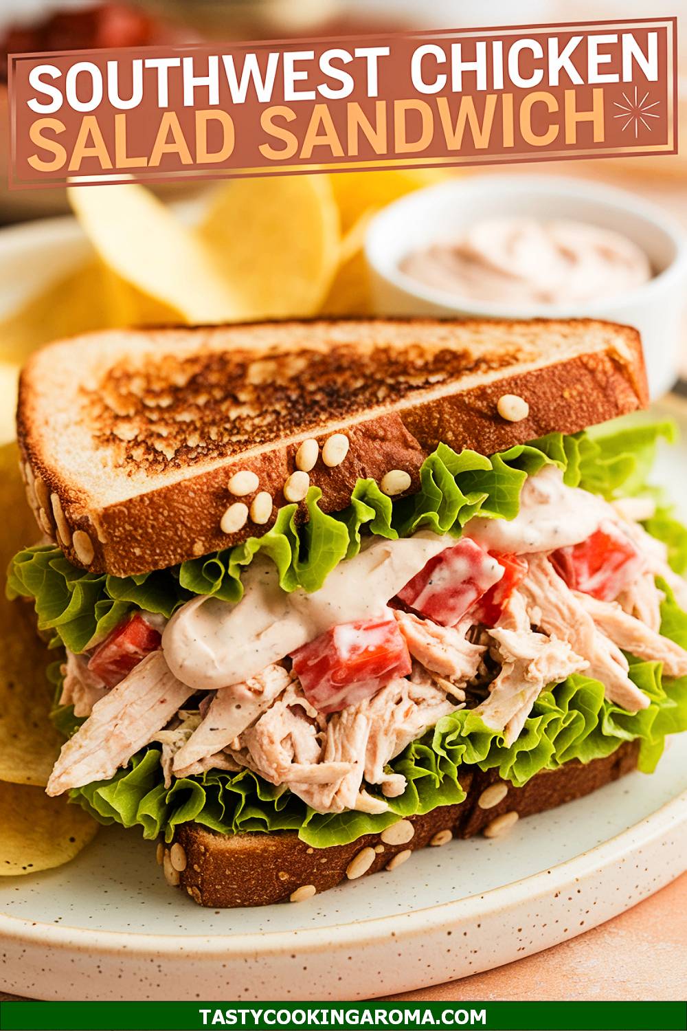 Southwest Chicken Salad Sandwich with Spicy Ranch Spread