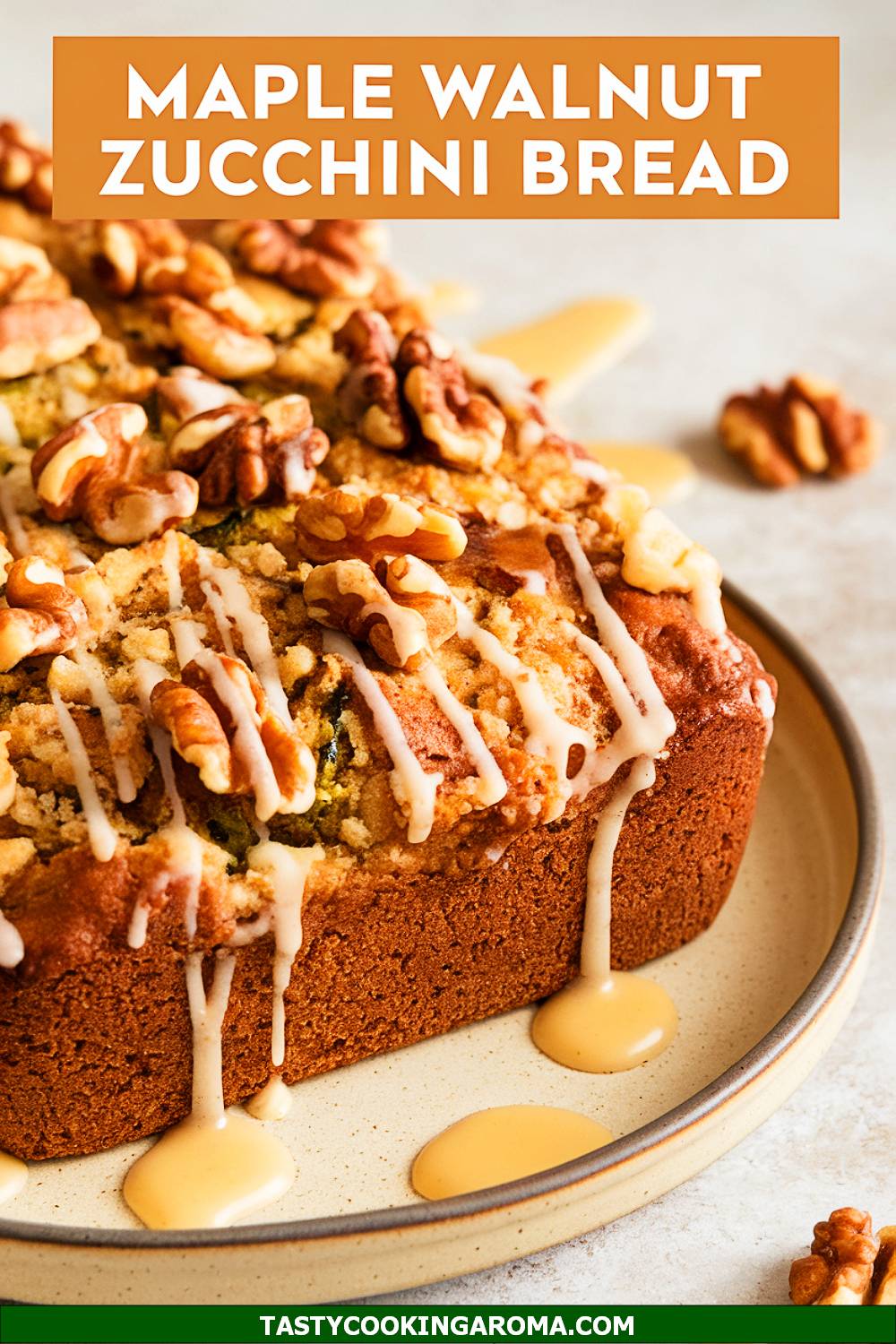 Maple Walnut Zucchini Bread with Crumb Topping