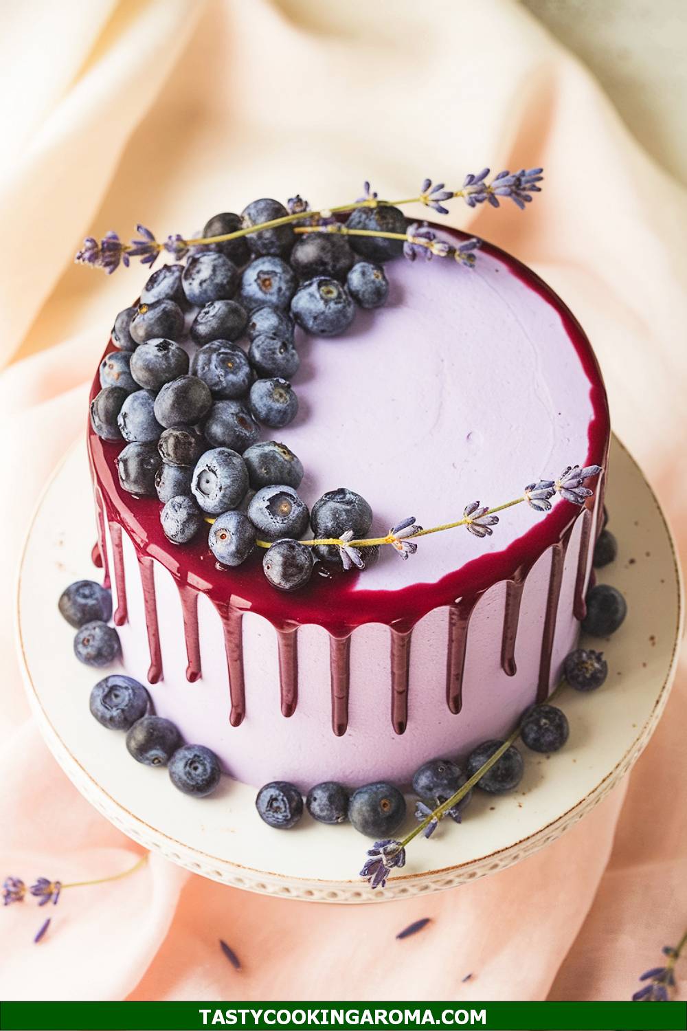 Cottagecore Blueberry Lavender Drip Cake