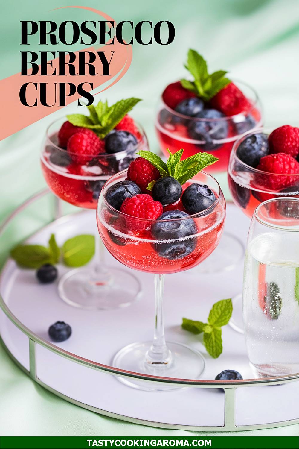 Prosecco-Soaked Berry Cups with Mint Sprigs