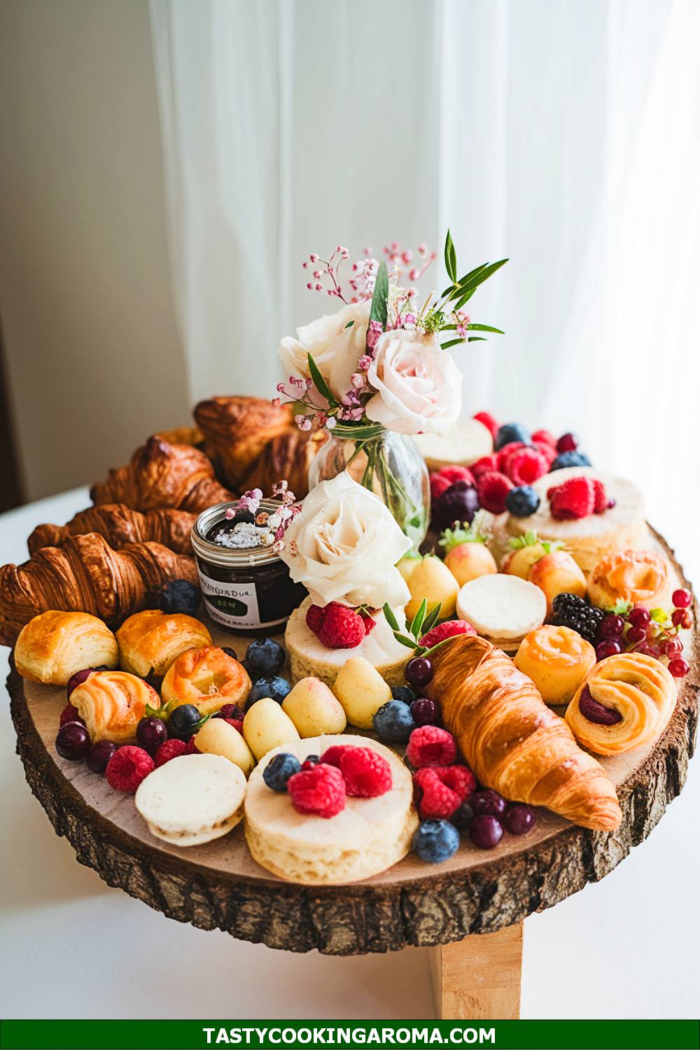 Elegant Bridal Breakfast Grazing Board with Miniature Pastries