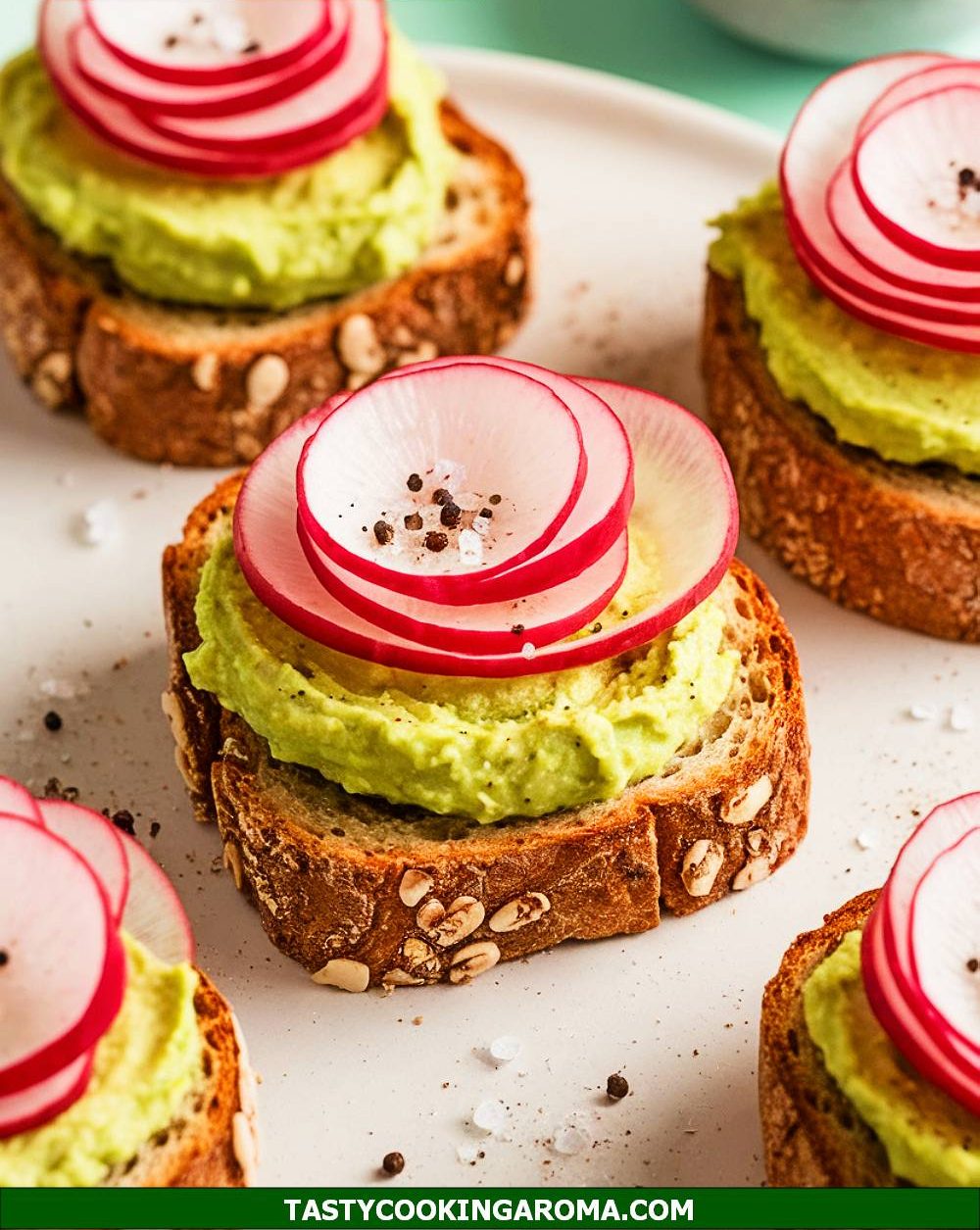 Mini Avocado Toast Bites with Radish Roses