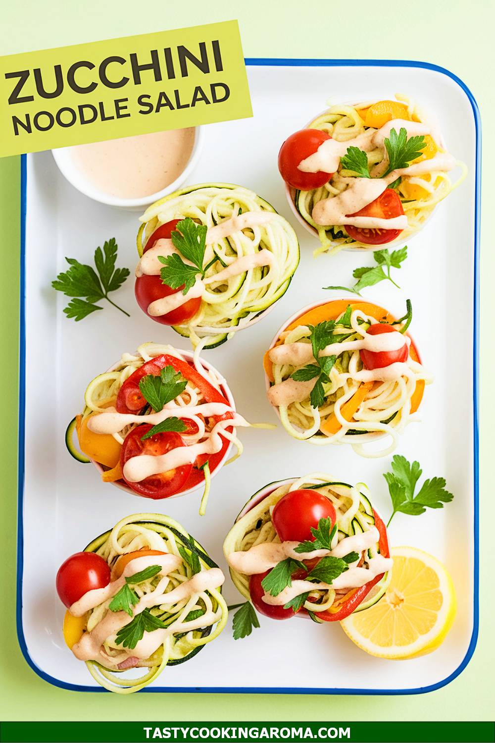 Zucchini Noodle Salad Cups with Lemon-Tahini Dressing