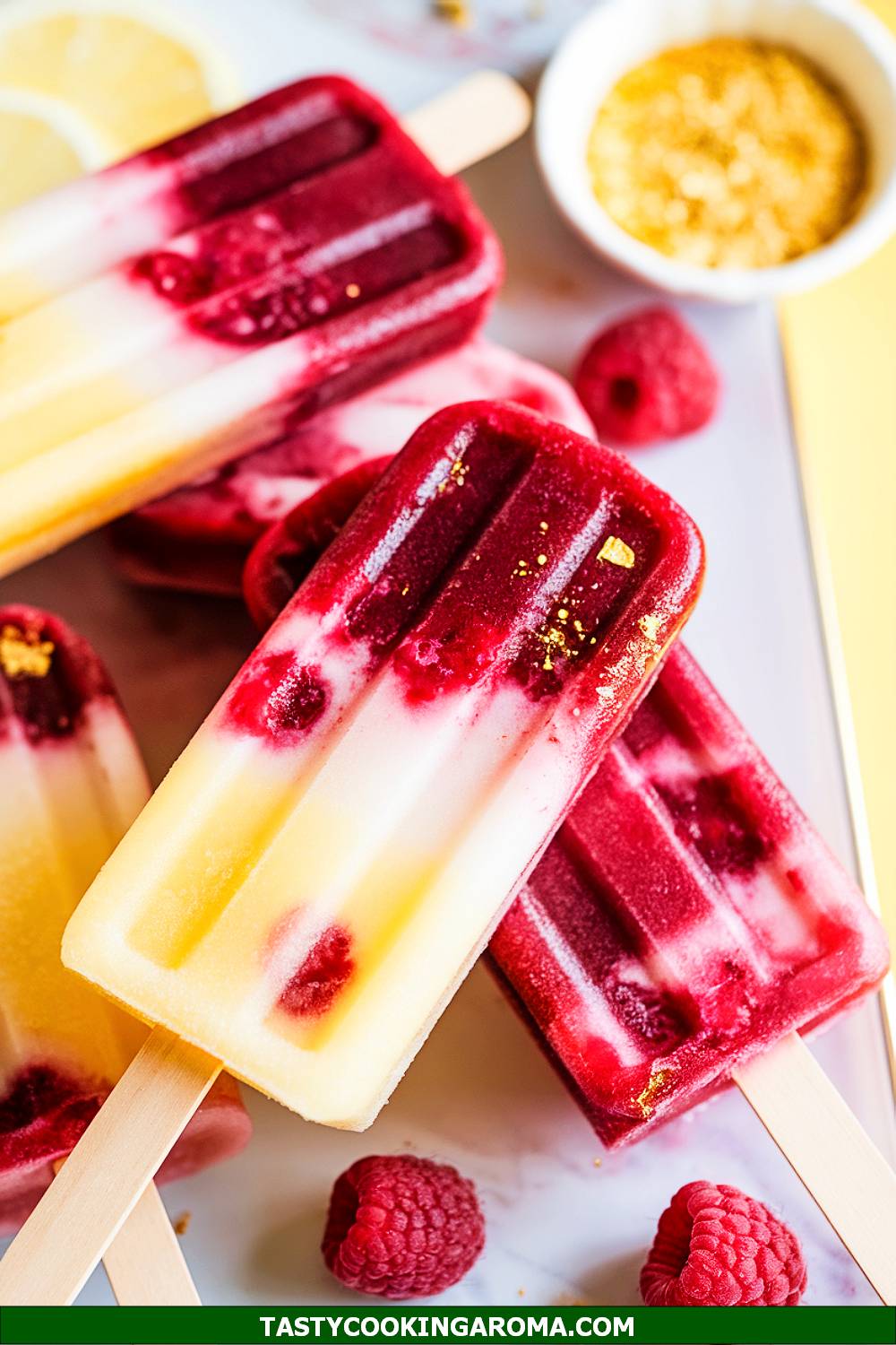 Sparkling Raspberry Lemonade Pops with Gold Dust