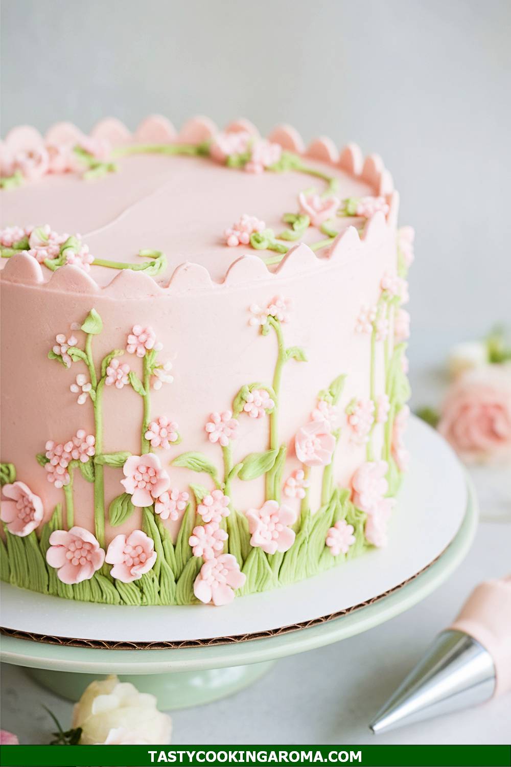 Vintage Coquette Faux Floral Frosted Cake