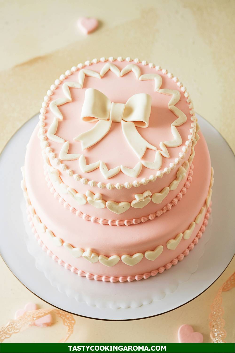 Hearts & Bows Coquette Tiered Cake