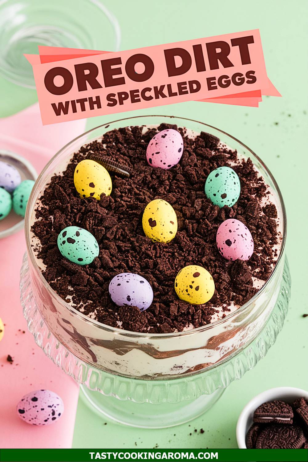 Oreo Dirt Dessert with Speckled Eggs