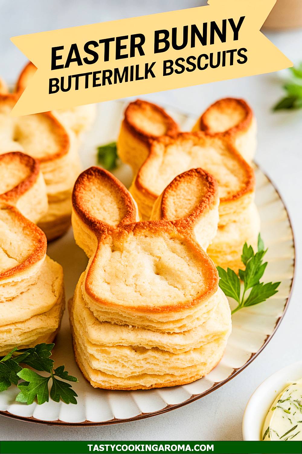 Easter Bunny Shaped Buttermilk Biscuits with Herb Butter