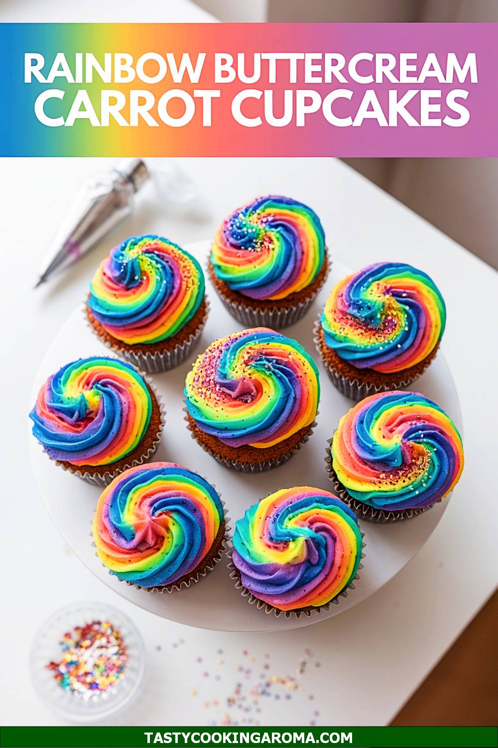 Rainbow Buttercream Carrot Cupcakes