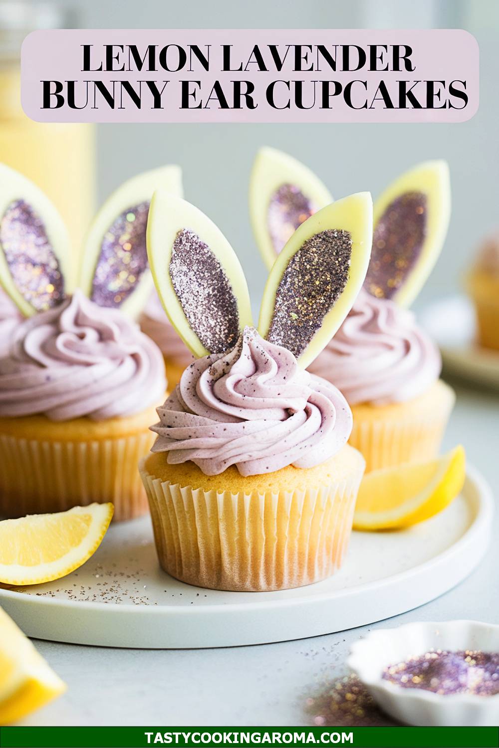 Lemon Lavender Bunny Ear Cupcakes