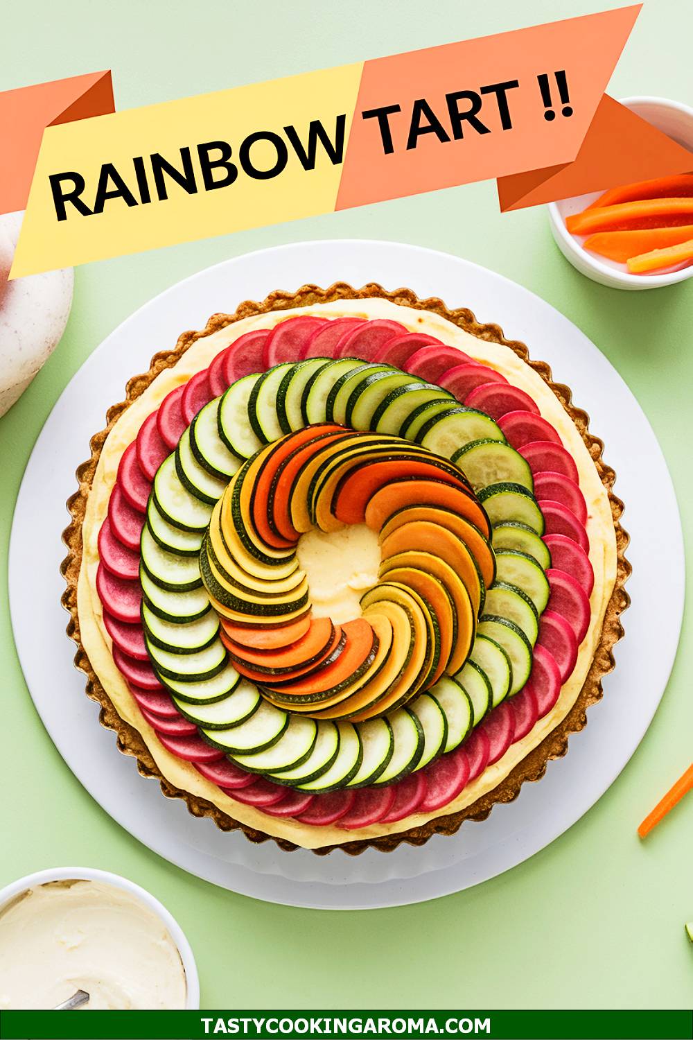 Rainbow Veggie Tart with a Lemon Ricotta Spread