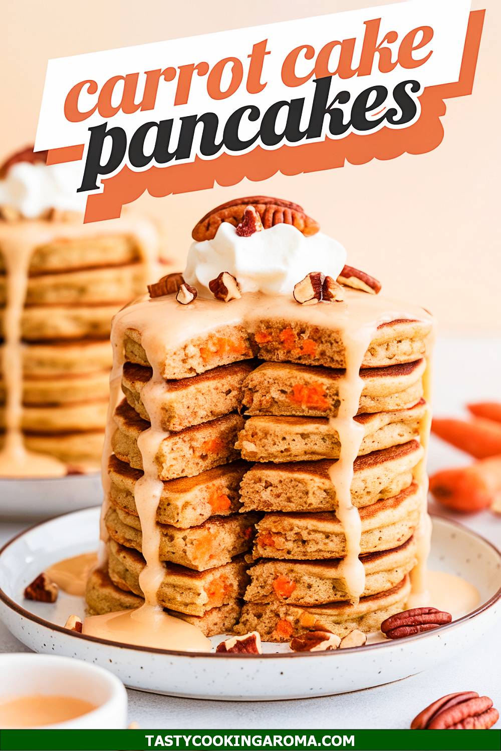 Carrot Cake Pancake Stacks with Cream Cheese Drizzle