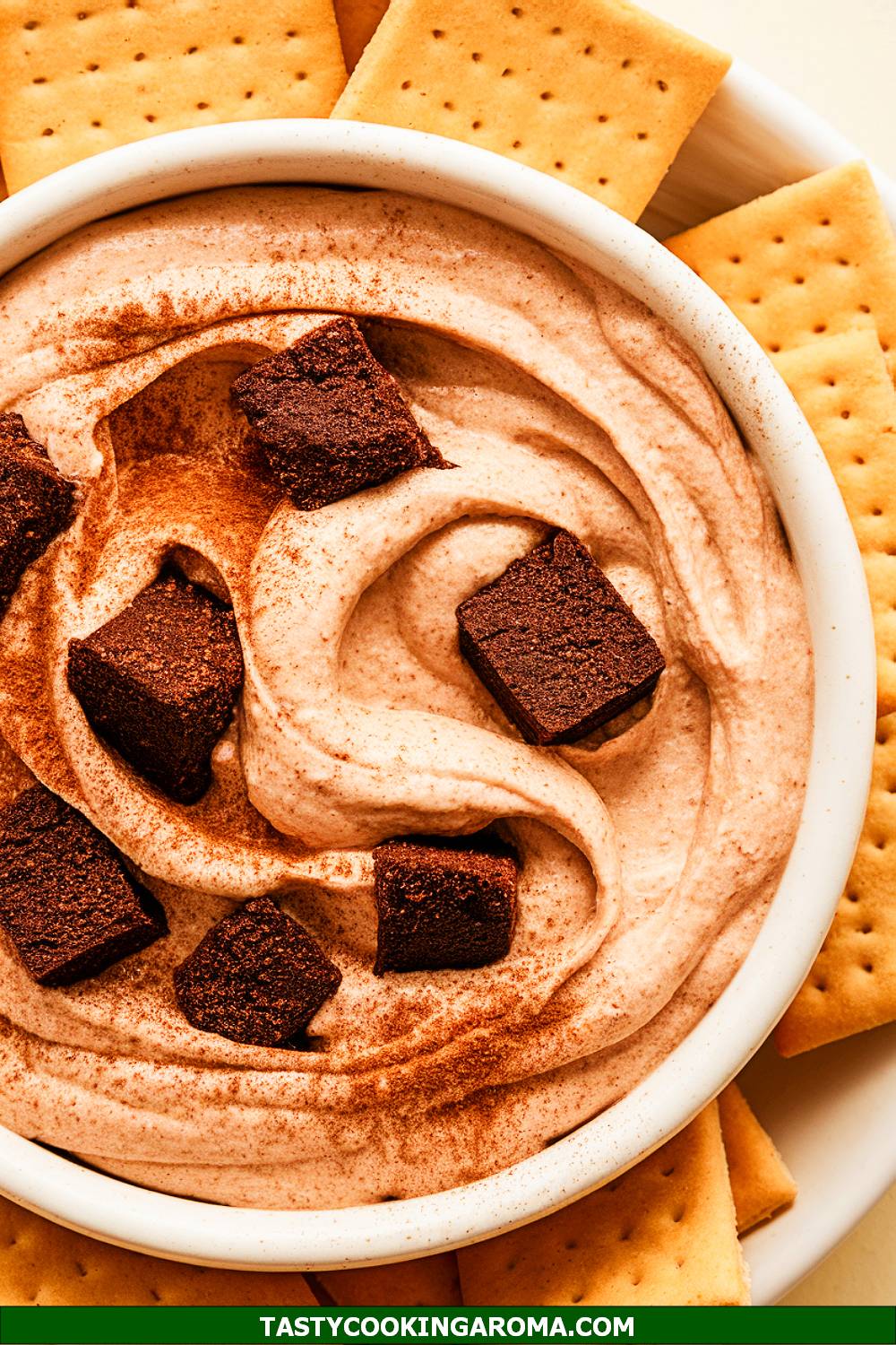 Creamy Cinnamon Brownie Dip with Football Crackers