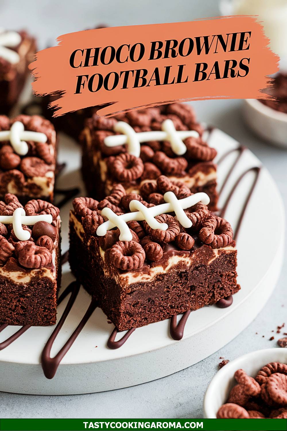 Chocolate Cereal Brownie Football Bars