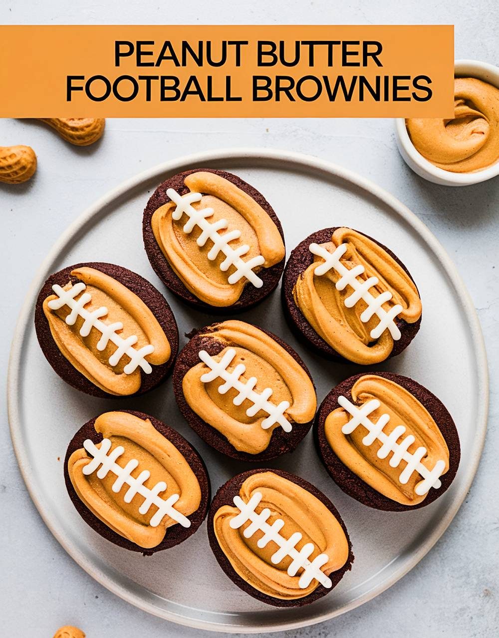 Touchdown Peanut Butter Swirl Football Brownies