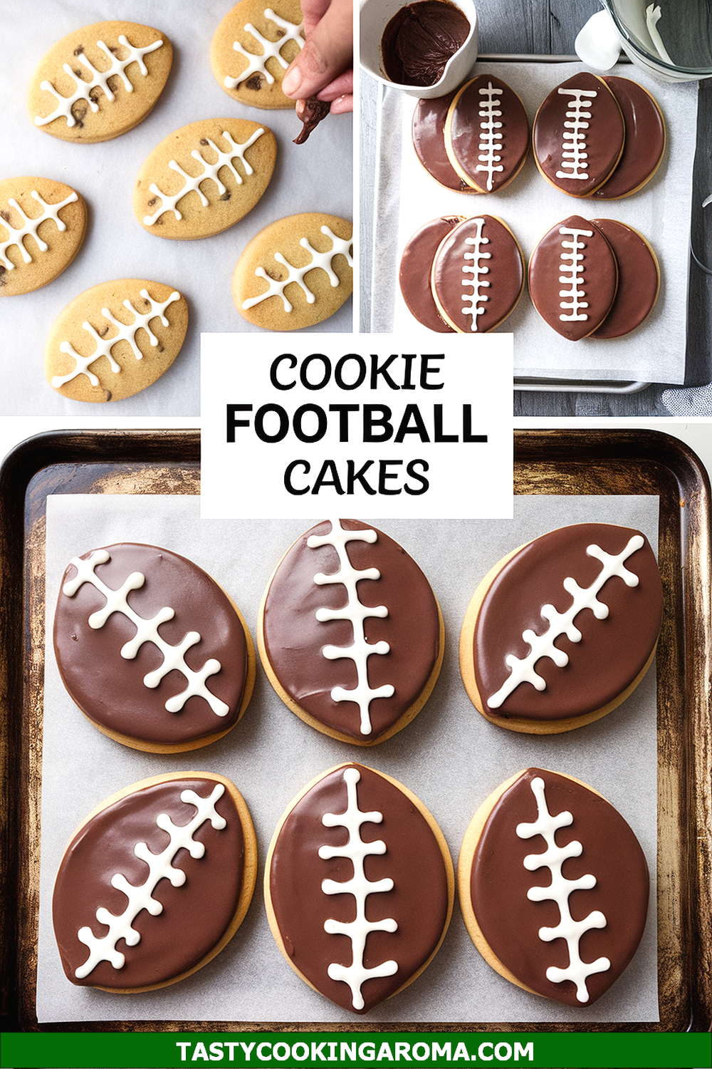 Chocolate Chip Cookie Football Cakes