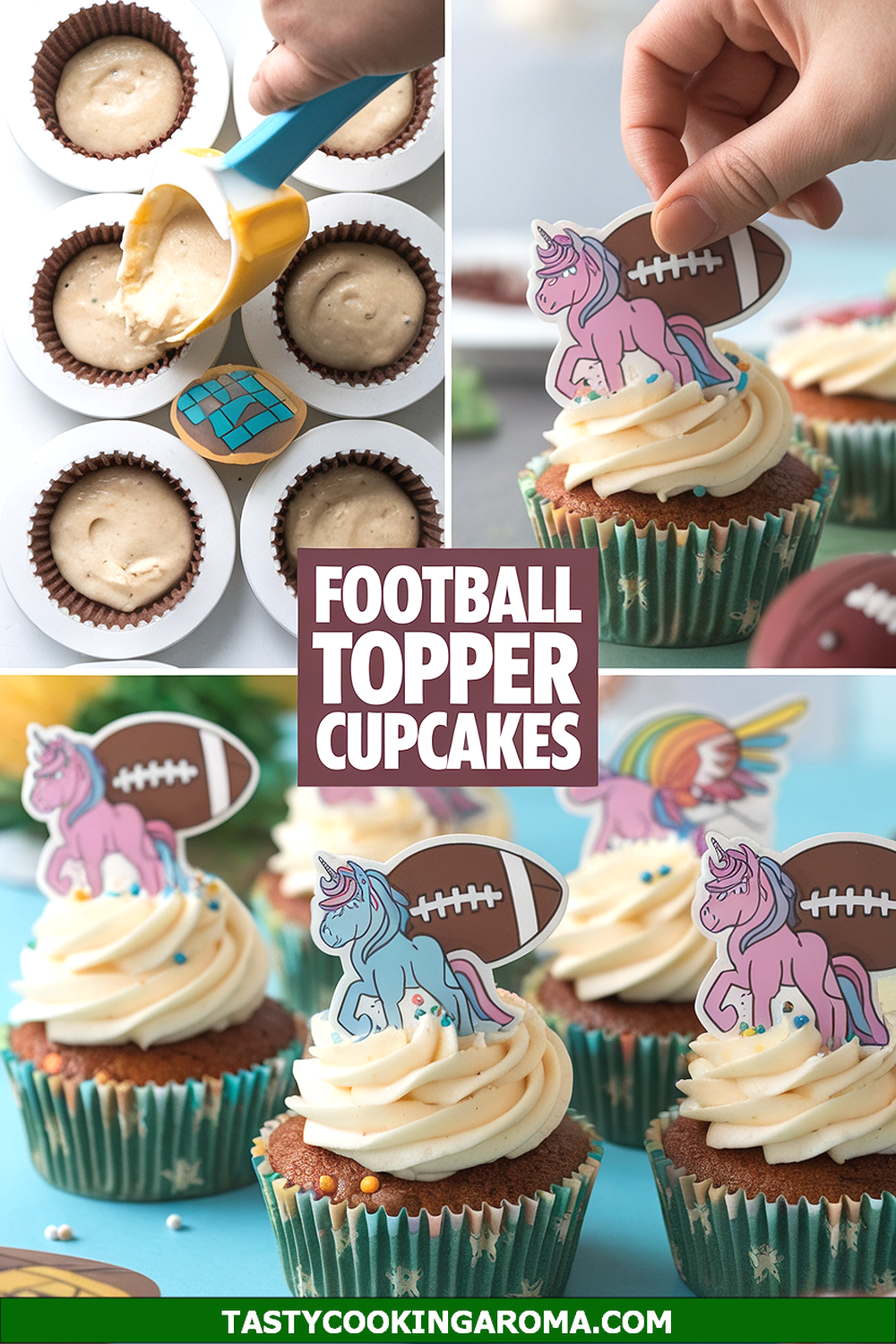 Pony Cupcakes with Edible Football Toppers