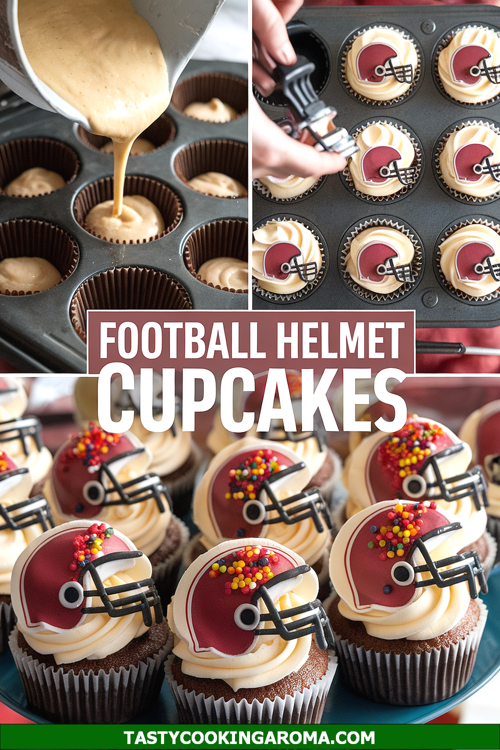 Football Helmet Sprinkle Cupcakes